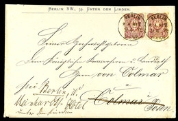 1892 "BERLIN P.A. No. 7" 9.4.78, Schwarzer K1 Mit Großer 7, 2x Klar Auf Firmenbrief Mit 2x 10 Pfge Nach Colmar, Randspur - Autres & Non Classés