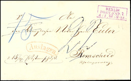 1918 "BERLIN POST-EXP. 7. 6 2 67" - Violetter Ra3, KBHW 295 C, Auf Auslagen-Brief über 15 Sgr. Postvorschuss Nach Remsch - Autres & Non Classés