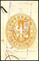1919 "BERLIN POST-EXP. 7. 30 1 67" - Violetter Ra3, KBHW 295 C, Auf Briefstück 3 Sgr. Wappen. Die Verwendung Von Violett - Autres & Non Classés