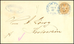 1921 "BERLIN POST-EXP. No 2 16/4 67" - Blauer K1, KBHW 218 B (100 Punkte), Klar Auf Brief 3 Sgr. Nach Krotoschin, Vollst - Autres & Non Classés