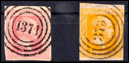 2001 1 Sgr. Rosa Und 3 Sgr. Gelb, Glatter Hintergrund, Je Voll- Bis Breitrandig Mit 4-Ring 1371 Bzw. 373, Mi. 85.-, Kata - Other & Unclassified