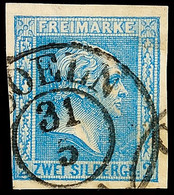 2027 2 Sgr. Blau, Farbfrisches, Lediglich Links Unten Kurz Tangiertes, Sonst Voll/breitrandiges Exemplar Mit Plattenfehl - Sonstige & Ohne Zuordnung