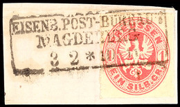 2118 "EISENB.POST-BUREAU 7 MAGDEBURG" - Ra3, Klar Und Vollständig Auf Briefstück 1 Sgr., Katalog: 16 BS - Autres & Non Classés