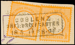 2251 "COBLENZ BHFS-BRIEFKASTEN 18 5 74" - Ra3, Vollständiger Abschlag Auf Pracht-Briefstück DR 2x 1/2 Gr., Katalog: DR 1 - Sonstige & Ohne Zuordnung