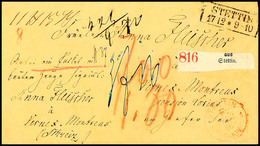 2397 1866, Bar Bezahlter Auslands-Paketbegleitbrief Mit Ra2 "STETTIN 17 12" Nebst Rotem K1 "STETTIN F. N1 17/12 66" Und  - Other & Unclassified