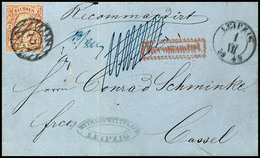 2418 5 Ngr. Bräunlichrot Mit Klarem Nummernstempel "2" Auf R-Faltbriefhülle Von LEIPZIG 1.VII.59" Mit Rotem Ra1 "Recoman - Altri & Non Classificati