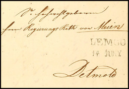 2535 "LEMGO 14 JUNY (1837)" - L2, Feuser 1980-5, Klar Auf Portofreiem Brief Nach Detmold An Einen Regierungsrath (genoss - Other & Unclassified