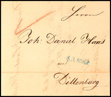 2540 "R.1.DIEZ" - Blauer L1, Feuser 712-1, Auf Faltbrief Nebst Rötelstrich Und Inhalt Vom 25.02.1828 Nach Dillenburg  BF - Other & Unclassified