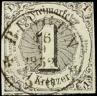 2854 "BINGEN 16 9 1852" - Kleiner K1 Mit Kreuzen, Großherzogtum Hessen, Klar Und Zentrisch Auf 1 Kr. A. Graugrün, Oben T - Autres & Non Classés