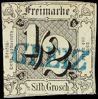 2895 "GREIZ" - Blauer L1, Klar Auf Angeschnittener 1/2 Sgr. A. Graugrün, Rechte Untere Ecke Dünn, Katalog: 3a O - Altri & Non Classificati