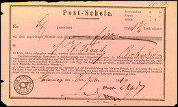 2945 HADAMAR 1861, Postschein Für Eine Sendung Mit Wertangabe Nach Bockenheim  BF - Autres & Non Classés