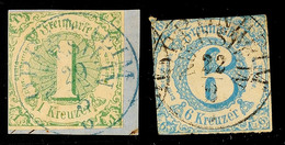 2946 OPPENHEIM NIERSTEIN - Blauer Postablage-K1, Auf Briefstück 1 Kr. II.Ausgabe Sowie In Schwarzer Stempelfarbe Auf 6 K - Altri & Non Classificati
