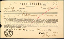 2949 SALZUNGEN 1862, Postschein Für Eine Sendung Mit Wertangabe Nach Meiningen  BF - Autres & Non Classés