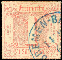 2953 "BREMEN BAHNF. 14/2 67" - Blauer, Preußischer K1, Klarer Teilabschlag Auf 1 Sgr. V.Ausgabe, Unten Kleine Durchstich - Other & Unclassified