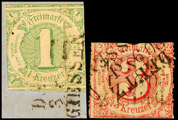 2956 "DEUTZ / GIESSEN" - Preußischer Bahnpost-L3, Auf Briefstück 1 Kr. II.Ausgabe (Marke Senkr. Bug) Und Doppelt Auf Feh - Sonstige & Ohne Zuordnung