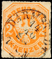 2981 "DARMSTADT 14 10" (1867) - Kleiner K1 Mit Block, Zentrisch Auf Preussen 2 Kr., Helle Stelle, Katalog: Pr.23 O - Autres & Non Classés