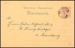 2983 "DETMOLD 16 2 (1877)" - K1, Auf GS-Postkarte DR 5 Pfge Nach Braunschweig, Katalog: DR P5 BF - Sonstige & Ohne Zuordnung