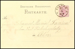 3000 "EILSEN 31/5 (1881)" - K1, Klar Auf GS-Postkarte 5 Pfg Nach Köln, Vorders. Links Leichte Spuren, Katalog: DR P10 BF - Sonstige & Ohne Zuordnung