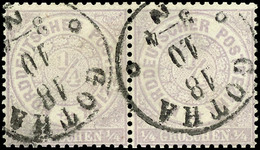 3012 "GOTHA" - K1 Mit Ringeln, Zwei Klare Abschläge Auf Fliederfarbenem Waager. Paar 1/4 Gr., Kabinett, Katalog: NDP13(2 - Autres & Non Classés