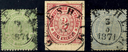 3017 "GRIESHEIM" - K2, Mit Versch. Daten Aus 1871 Je Zentrisch Auf NDP MiNr. 19 (helle Stelle), 21 U. 22, Katalog: NDP O - Autres & Non Classés