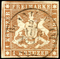3159 1 Kreuzer Hellbraun Mit Gutem Schnitt, Gestempelt, Signiert Heinrich BPP, Mi. 160.-, Katalog: 6b O - Autres & Non Classés
