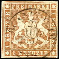 3159 1 Kreuzer Hellbraun Mit Gutem Schnitt, Gestempelt, Signiert Heinrich BPP, Mi. 160.-, Katalog: 6b O - Other & Unclassified