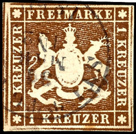 3162 1 Kr. Tiefdunkelbraun Mit Gutem Schnitt, Fest. "STUTTGART", Kleines Bräunliches Fleckchen, Doppelt Signiert Thoma B - Other & Unclassified