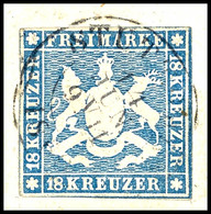 3166 18 Kreuzer Hellblau, Ausgabetypisch Geschnitten (meist Randlinienschnitt) Gest. "STUTTGART 14 JUN 1860" Auf Briefst - Autres & Non Classés