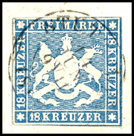 3166 18 Kreuzer Hellblau, Ausgabetypisch Geschnitten (meist Randlinienschnitt) Gest. "STUTTGART 14 JUN 1860" Auf Briefst - Other & Unclassified