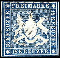 3174 18 Kreuzer Blau, Farbfrisches, Oben Randlinienschnitt Bzw. Sonst Leicht Tangiertes Exemplar, Klar Gestempelt "Stutt - Sonstige & Ohne Zuordnung