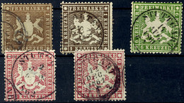 3180 1, 3 Und 9 Kr Dünnes Papier Gestempelt Mit 16ya+yb, 18ya, 19ya+yb, Jeweils Kleine Unzulänglichkeiten, 19yb Gepr. Th - Sonstige & Ohne Zuordnung