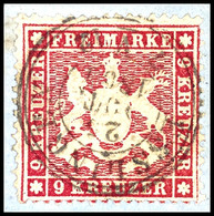 3188 9 Kreuzer Karmin, Gest. "ESSLINGEN" Auf Briefstück, Signiert Heinrich BPP, Mi. 320.-, Katalog: 19ya BS - Other & Unclassified