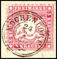 3311 "KOCHENDORF 24.2.65" Auf 3 Kr. Hellkarminrosa (Zahnfehler) Auf Briefstück, Signiert Irtenkauf BPP, Katalog: 26b BS - Altri & Non Classificati