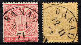 3391 "HANAU" - Ablöser-K1, Je Zentrisch Klar Auf NDP 1 U. 5 Gr. Gezähnt, Letztere Kleiner Eckbug, Katalog: 16,18 O - Autres & Non Classés