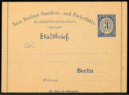 3432 BERLIN PACKETFAHRT, GS-Kartenbrief 3 Pfg, Neue Berliner Omnibus- Und Paketfahrt-Aktien-Gesellschaft, Ungebraucht, K - Autres & Non Classés