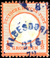 3494 1/2 Groschen Rötlichorange Mit Seltenem Violettblauen Elsaß-Lothringen-Ekr " ALBESDORF 27.6.72", Leichte Altersspur - Other & Unclassified