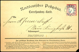 3511 1 Gr. Kleiner Brustschild Auf Correspondenz-Karte Im Ortsverkehr Mit Blauem Hufeisen-Stempel "BERLIN 2 5 72", Klein - Autres & Non Classés