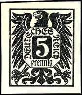 4280 1920 (ca.), Entwurf Für Eine Freimarkenausgabe, 5 Pfg Adler Mit Wertschild Schwarz, Ungezähnt, Tadellos Ungebraucht - Altri & Non Classificati