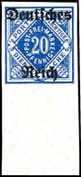 4299 20 Pfg. Wasserzeichen Ringe, Ungezähnt Vom Unteren Bogenrand, Postfrisch, Fotokurzbefund Oechsner BPP, Mi. 300.-, K - Altri & Non Classificati