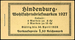 4363 Hindenburgspende 1927, Markenheftchen 24.1A, Postfrisch, Mängel, Mi. 320.-, Katalog: MH24.1A ** - Libretti