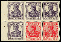 4397 Germania 1918/19, 15+10 Pf. Heftchenblatt, Durchgezähnter Rand Unbedruckt, Postfrisch, Mi. 700,-, Katalog: HBl.19aa - Altri & Non Classificati