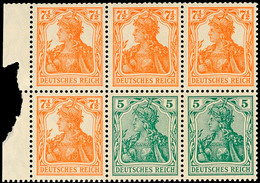 4401 Germania 1918/19, 7½ Rotorange +5 Pf., Heftchenblatt, Postfrisch (Rand Beschädigt), Mi. Für Die Einwandfreien S3 Un - Autres & Non Classés