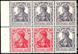 4407 Germania 1919, 10 Pf. Dunkelrosarot Mit 15 Pf., Heftchenblatt Mit Durchgezähntem Unbedrucktem Rand, Einwandfrei Pos - Autres & Non Classés