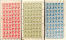 4417 Germania 1921, 40, 30 Und 60 Pfg, Je 1/3 Markenheftchenbogen (je 60 Marken, Mittig Waager. Gefaltet), Postfrisch Mi - Autres & Non Classés