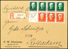 4420 Hindenburgspende 1927, Heftchenblatt (ohne Rand) Auf Auslands-R-Brief-Vorderseite (gefaltet) Von BERLIN 26.10.27 Na - Altri & Non Classificati