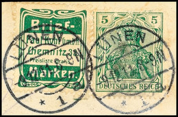 4436 Briefmarken Kohl/ 5 Pf., Waag. Zusammendruck Auf Briefstück, Einige Zähne Getrennt Und Zahnfehler, Mi. 450.-, Katal - Sonstige & Ohne Zuordnung