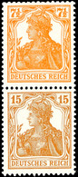 4441 7 1/2 Pfg Germania Orange Und 15 Pfg Germania Gelbbraun Im Senkr. Zusammendruck, Tadellos Postfrisch, Unsigniert, F - Autres & Non Classés