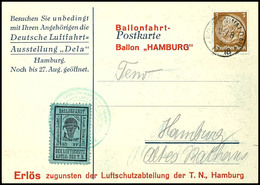 4658 30 Pfg. Ballonfahrt Schwarz Auf Hellultramarin Auf Entsprechender Sonderkarte Mit 3 Pfg. Hindenburg Aus RÜCKENWALDA - Poste Aérienne & Zeppelin