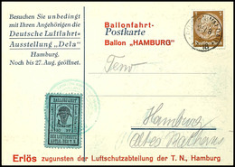 4658 30 Pfg. Ballonfahrt Schwarz Auf Hellultramarin Auf Entsprechender Sonderkarte Mit 3 Pfg. Hindenburg Aus RÜCKENWALDA - Airmail & Zeppelin