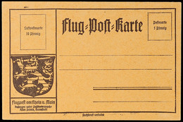 4659 1912, Graubraune Rhein/Main-Flugpostkarte, Druckvariante: Diagonal Durchbalktes "ft" Im Wort "Luftpostkarte" Auf De - Other & Unclassified